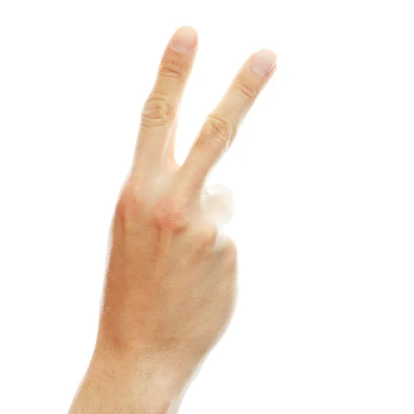 Fehér kéz béke jel — Stock Fotó