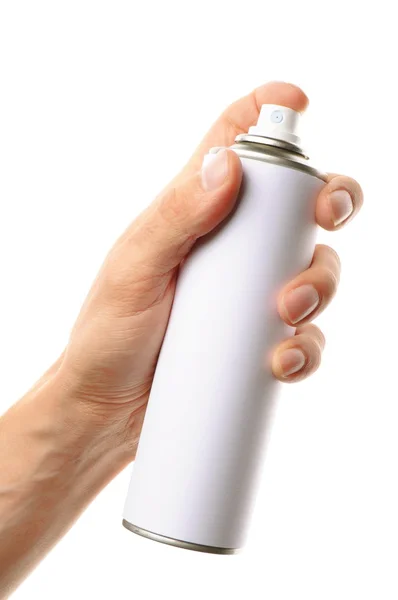 Hand som håller en spray — Stockfoto