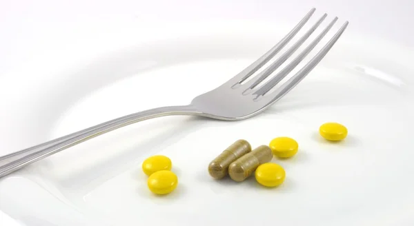 Eine Mahlzeit aus Tabletten — Stockfoto