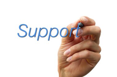 Hand writing the word support clipart