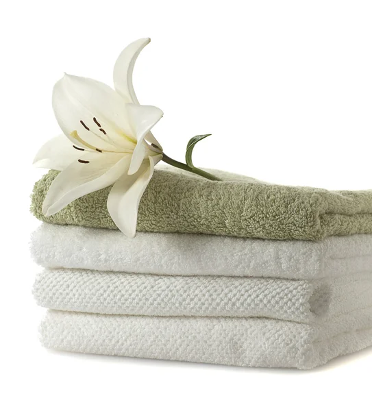 Handdoeken met bloem — Stockfoto