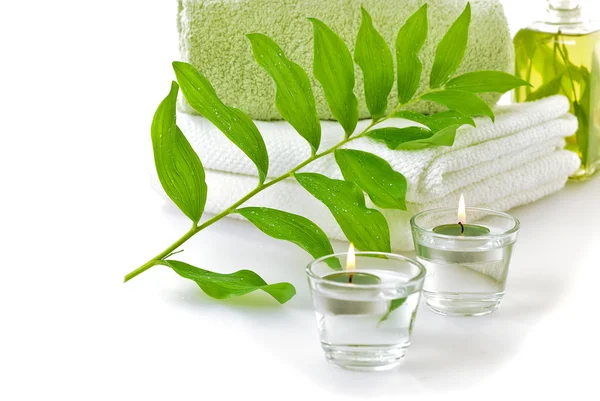 Spa with green leaf — Stock Photo, Image