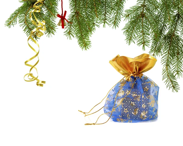 Modrý vánoční dárek — Stock fotografie