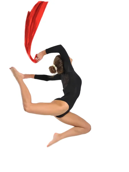 stock image Young girl in gym clothes jumping