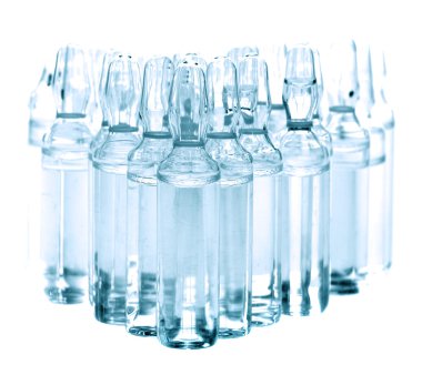 Medical ampoules on white background clipart