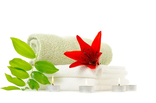 Spa with red lily Royalty Free Stock Images