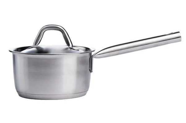 Stainless pan with handle — Stock Photo, Image
