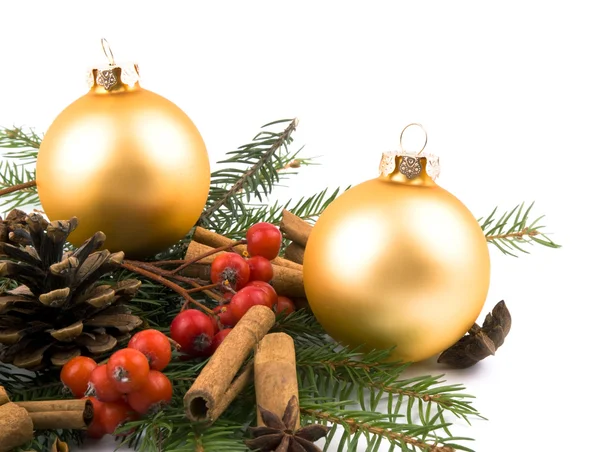 金色玻璃球-圣诞装饰 — 图库照片