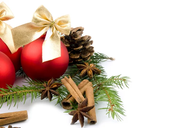Červené sklo koule - Vánoční dekorace — Stock fotografie