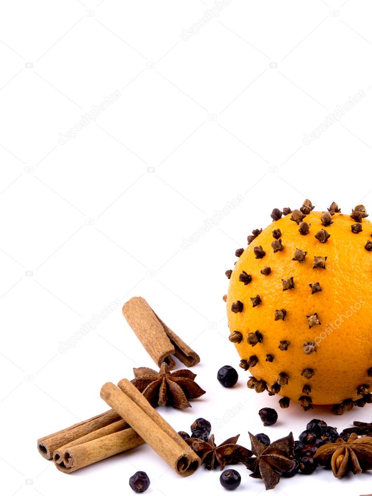 Christmas decoration - orange with spices. Available space for y