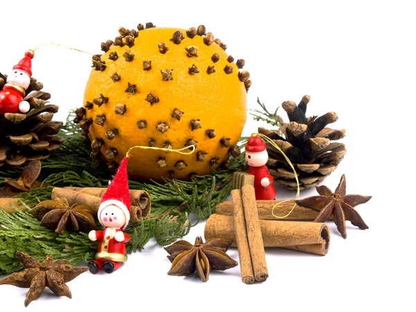 stock image Christmas decoration - orange and red wooden figures