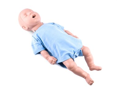 Cpr traning infant dummy on white clipart