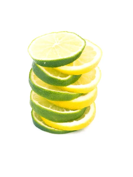 Bild Citron Och Lime Skivor Vit Bakgrund — Stockfoto