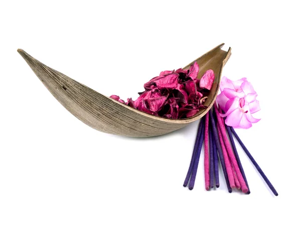 Roze potpourri met incenses en roze Cactusbloem — Stockfoto