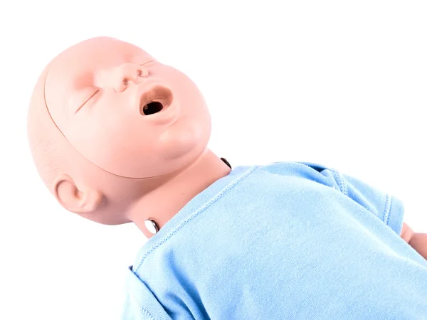 CPR tréninkový dítě figuríny na bílém pozadí — Stock fotografie