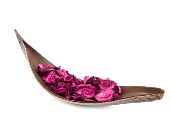 Roze Potpourri Houten Decoratie Witte Achtergrond — Stockfoto