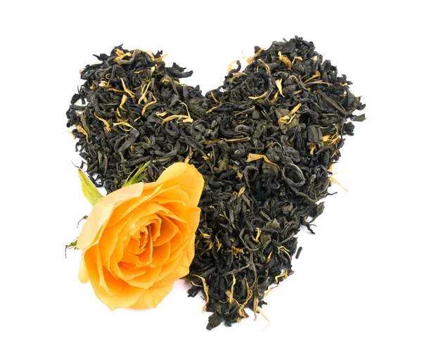 Aromatik yeşil çay - Sevgililer günü kalp — Stok fotoğraf