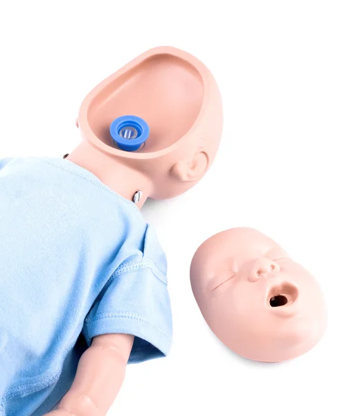 CPR szkolenia niemowląt manekina na biały — Zdjęcie stockowe