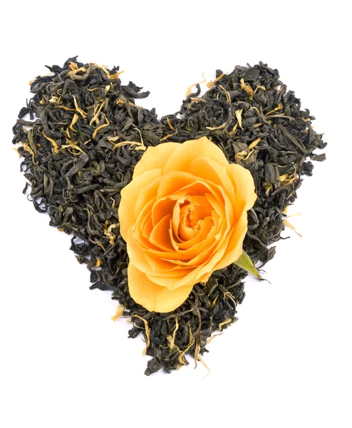 Aromatische groene thee - valentine hart — Stockfoto