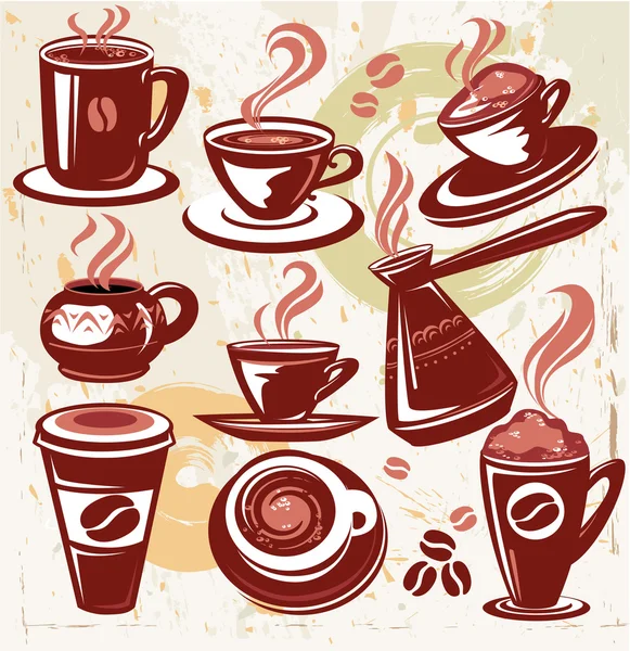 Set Koffie Symbolen — Stockvector