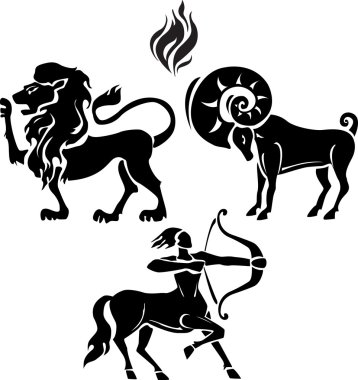 Signs of the Zodiac elemental fire clipart