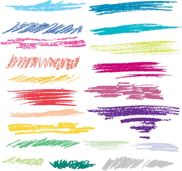 Ensemble de coups de pinceau colorés de pastel — Image vectorielle