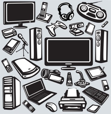Elektronik ve bilgisayar donanımları Icon set