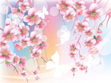 Blooming branches against the sky clipart