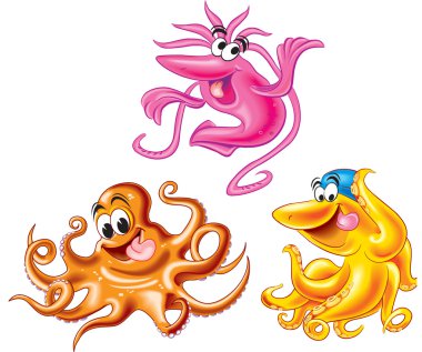 Squid and octopus clipart