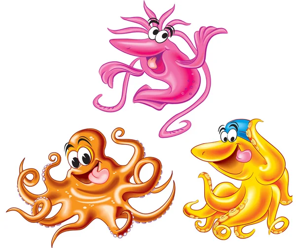 Calamari e polpi — Vettoriale Stock