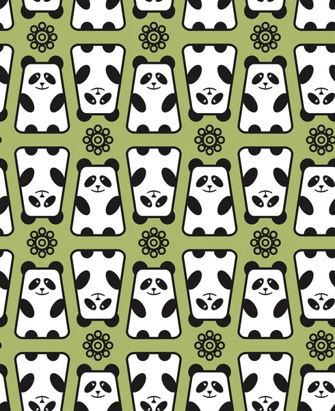 Modello di panda e fiori . — Vettoriale Stock