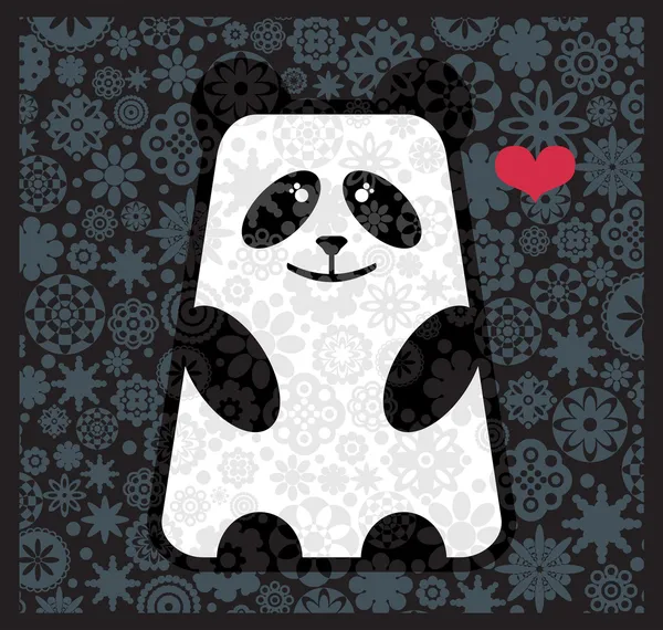 Panda in love with flowers. — Stock Vector