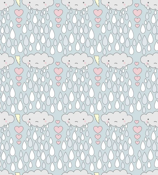 Romantic clouds cry seamless pattern. — Stock Vector