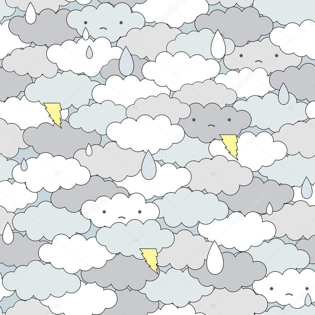 Seamless clouds and rain pattern.
