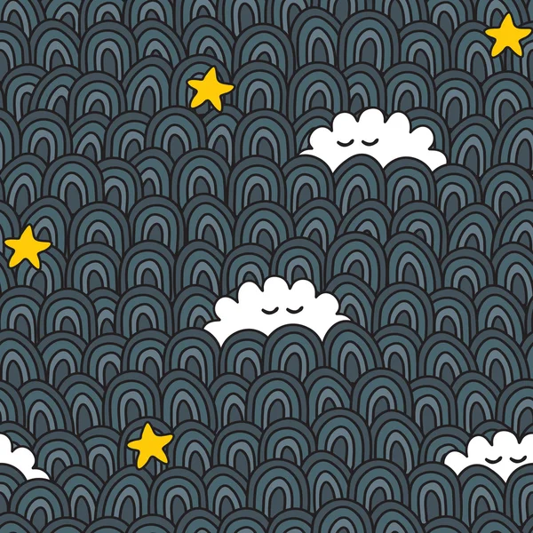 Sömlös sömnmönstret moln och stjärnor. — Stock vektor