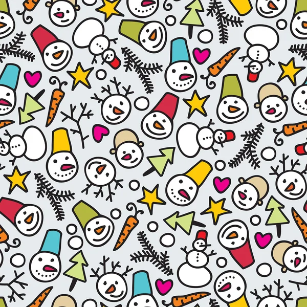 Seamless snowman pattern. — Stock Vector