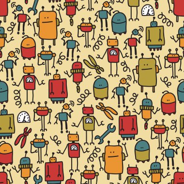 Robot seamless pattern. clipart