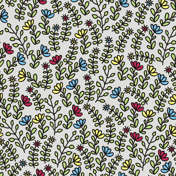 Patrón floral sin costuras en gris . — Archivo Imágenes Vectoriales