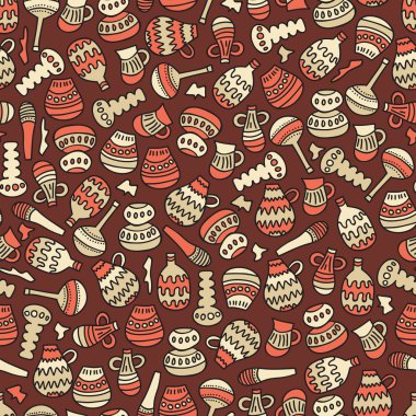 Ansient jugs and vases seamless pattern. clipart