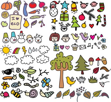 Mix of doodle images in vector. vol. 1 clipart