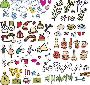 Mix of doodle images in vector. vol. 2 clipart