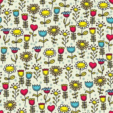 Happy flowers seamless pattern. clipart