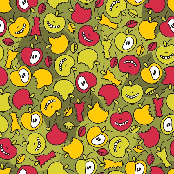 狂気のリンゴのシームレスなパターン ベクトル落書きイラスト — ストックベクタ
