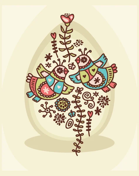 Tarjeta de felicitación de Pascua con aves . — Archivo Imágenes Vectoriales