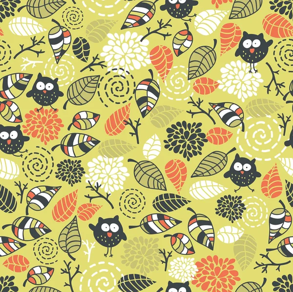 Seamless pattern with owls. — Stock Vector
