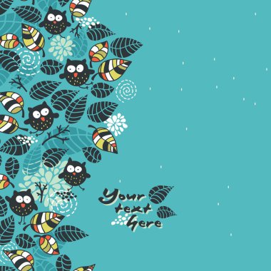 Seamless pattern with owls and flora. clipart