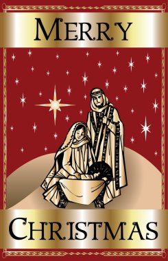 Merry Christmas Red Nativity clipart