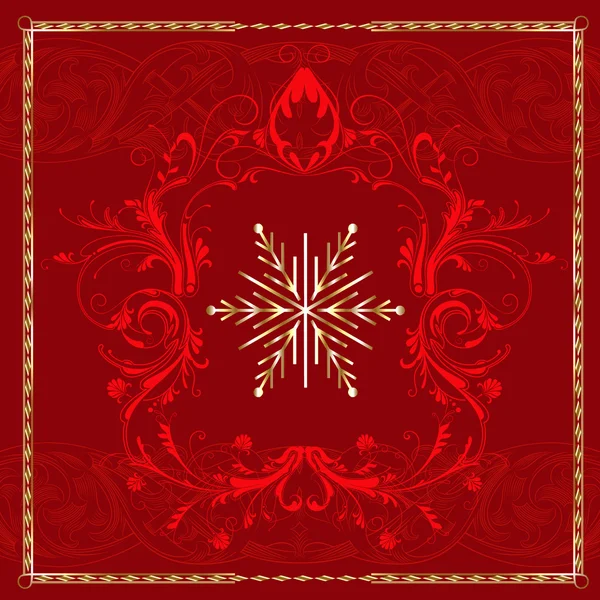 Red Square Snowflake — Stock Vector