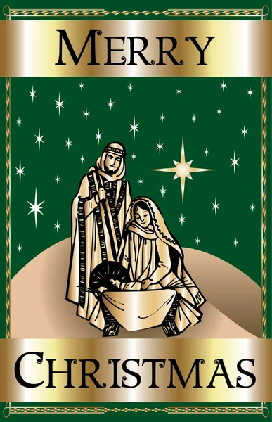 Joyeux Noël Nativité verte — Image vectorielle