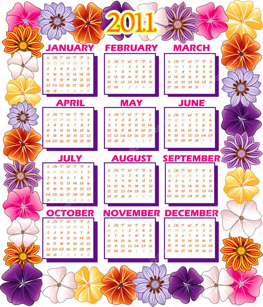 2011 Calendar Flower Border — Stock Vector © BasheeraDesigns #4292371